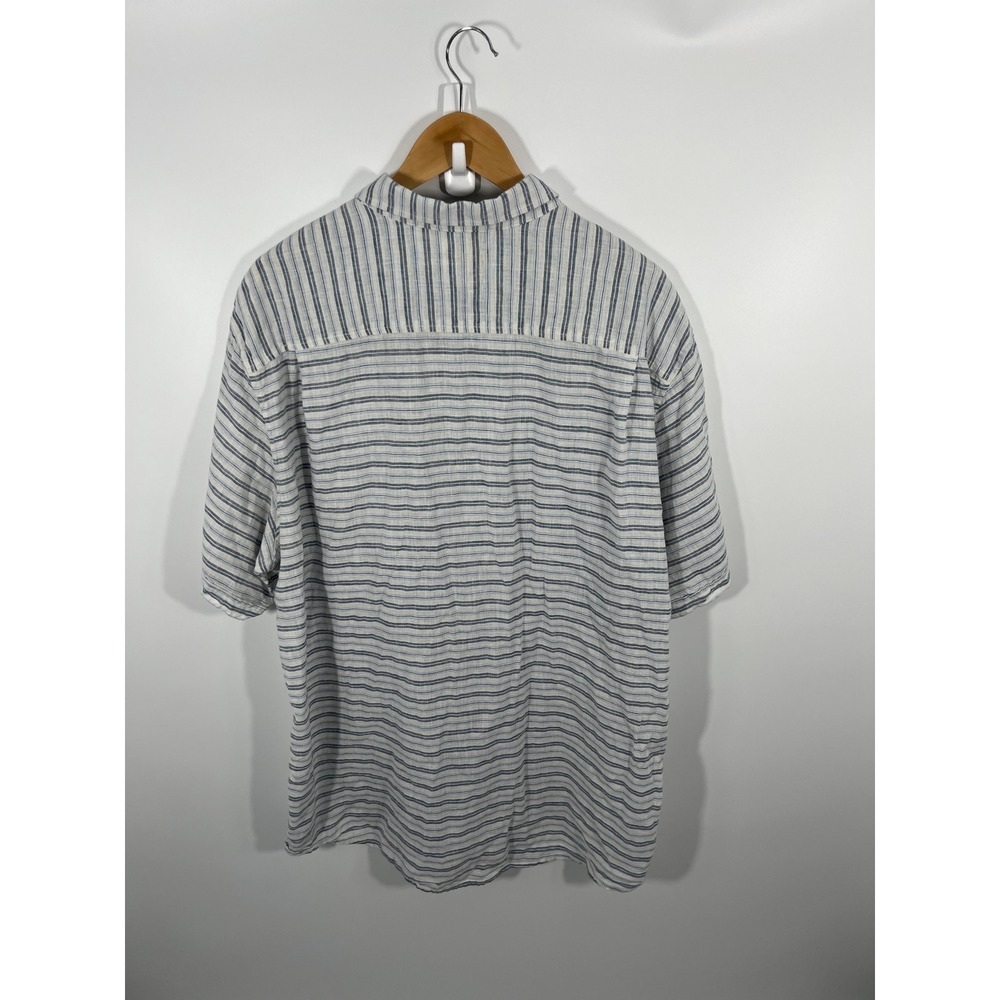 Weatherproof Mens Linen Blend Button Down Shirt White Stripe Lightweight - Picture 6 of 10